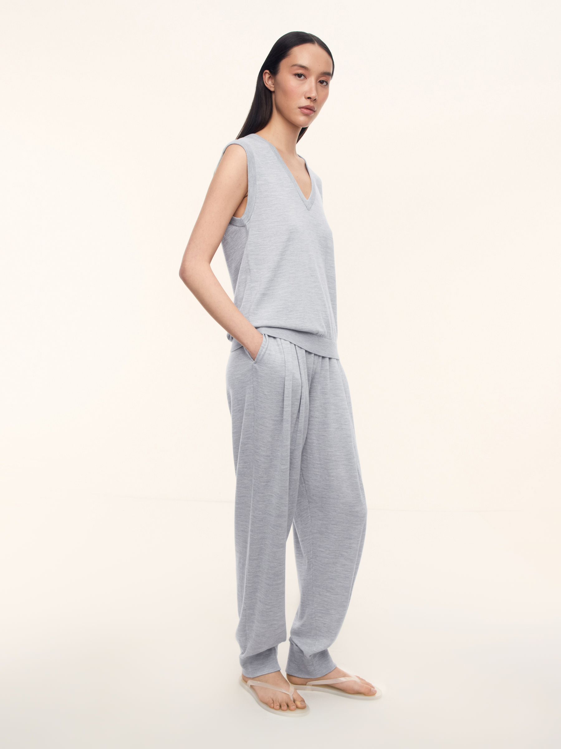 Брюки из шерсти и шелка