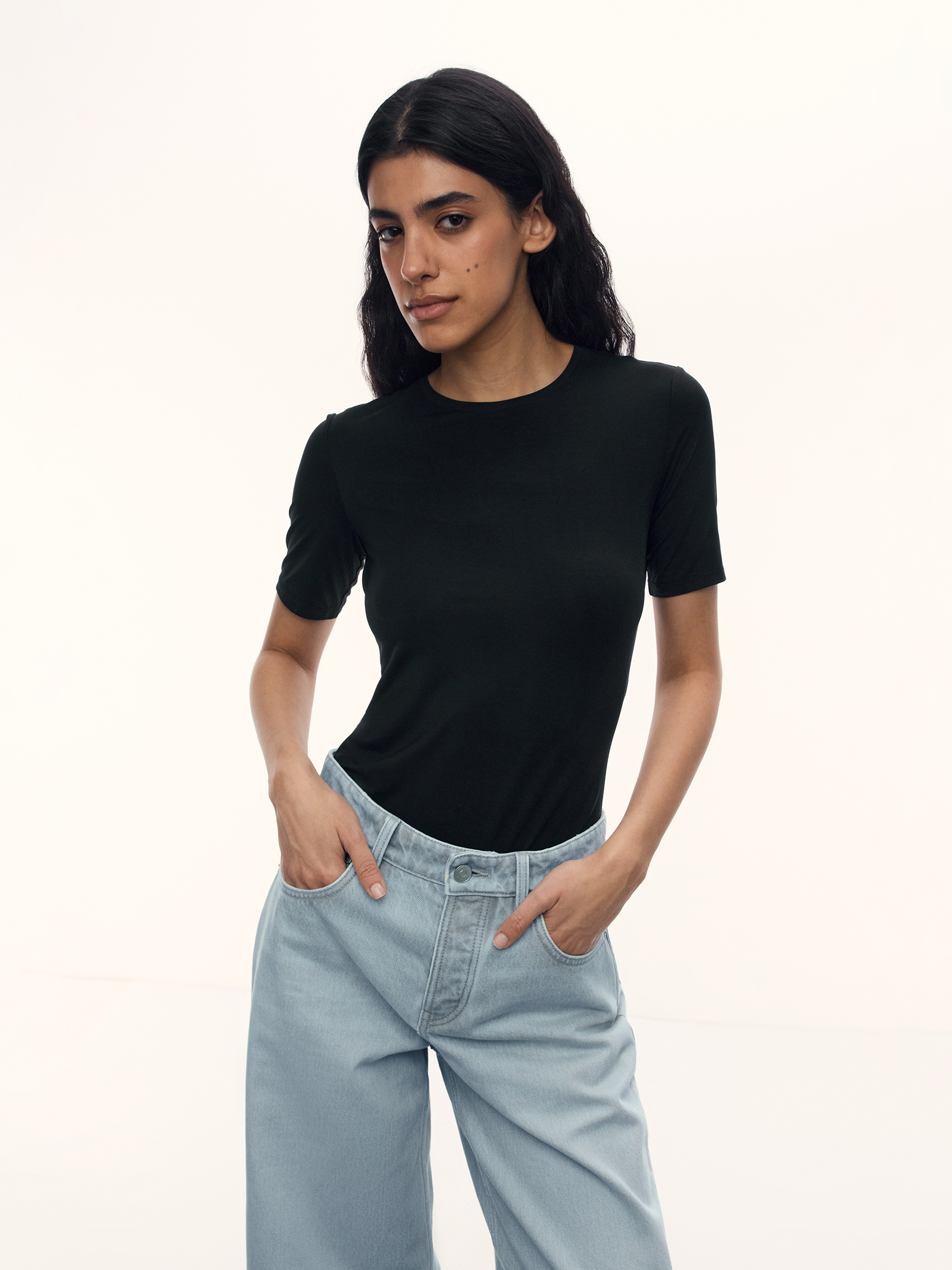 Футболка Fitted из модала и шелка