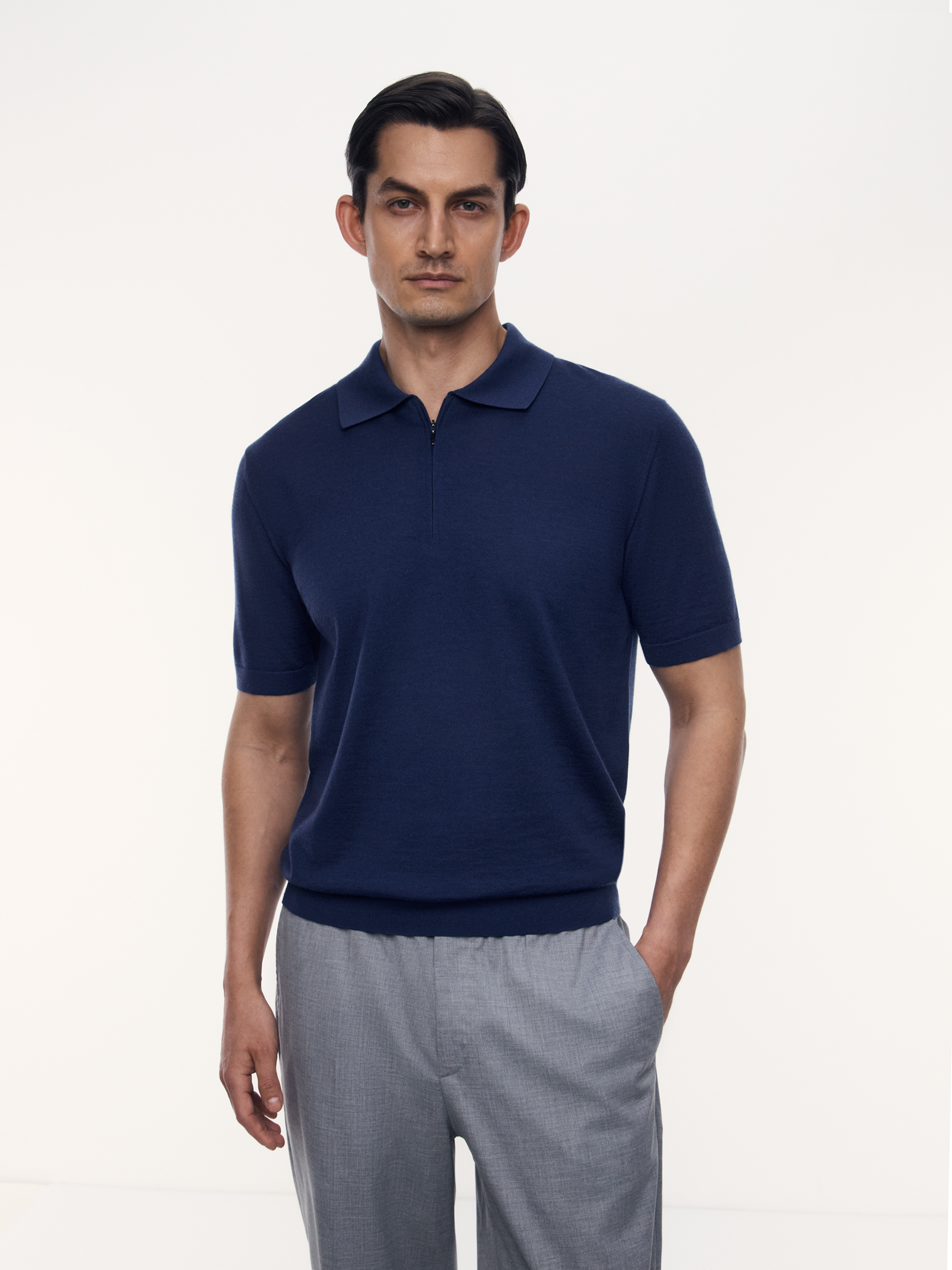 Джемпер-поло Arno из шерсти и шелка