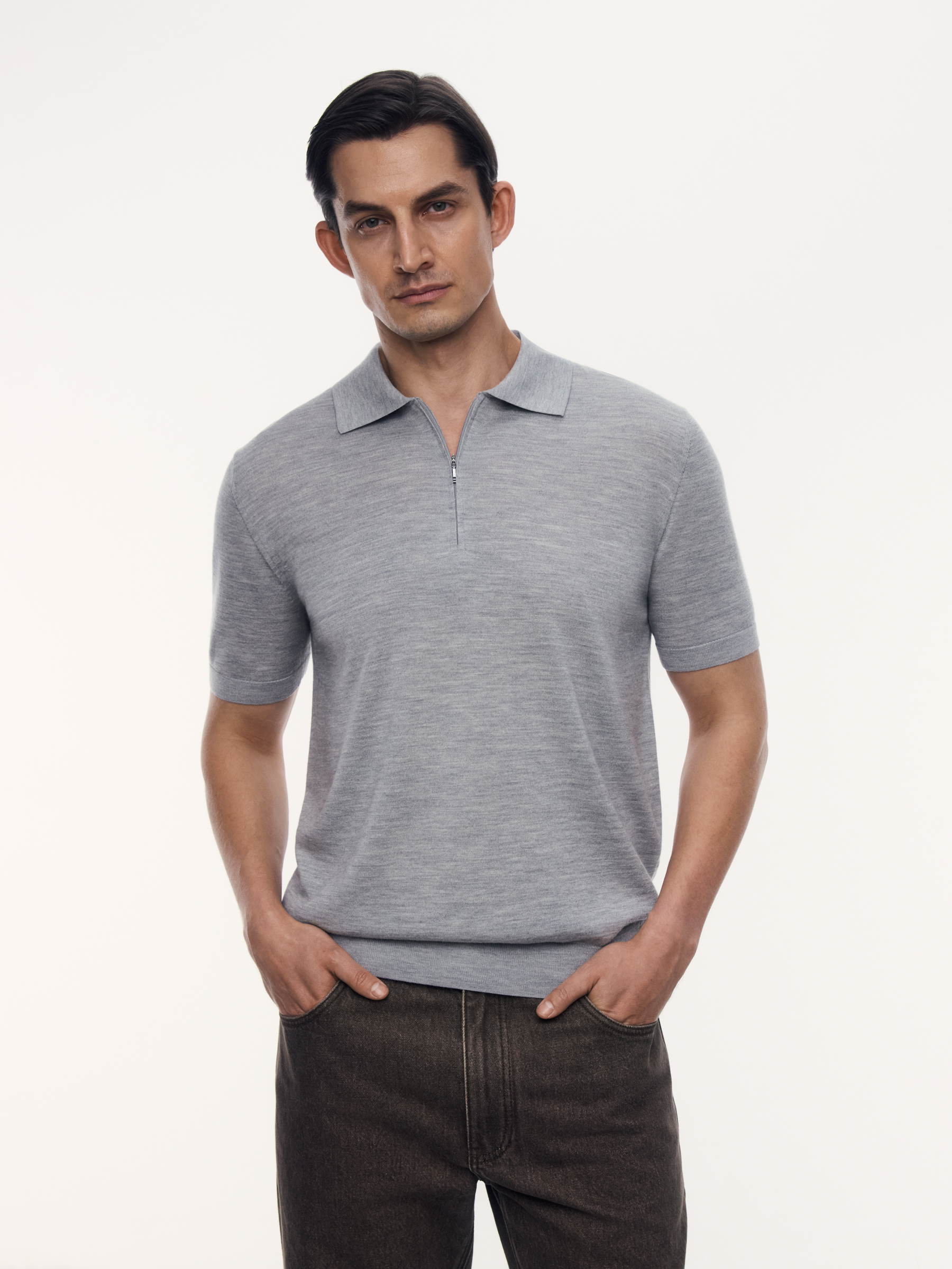 Джемпер-поло Arno из шерсти и шелка