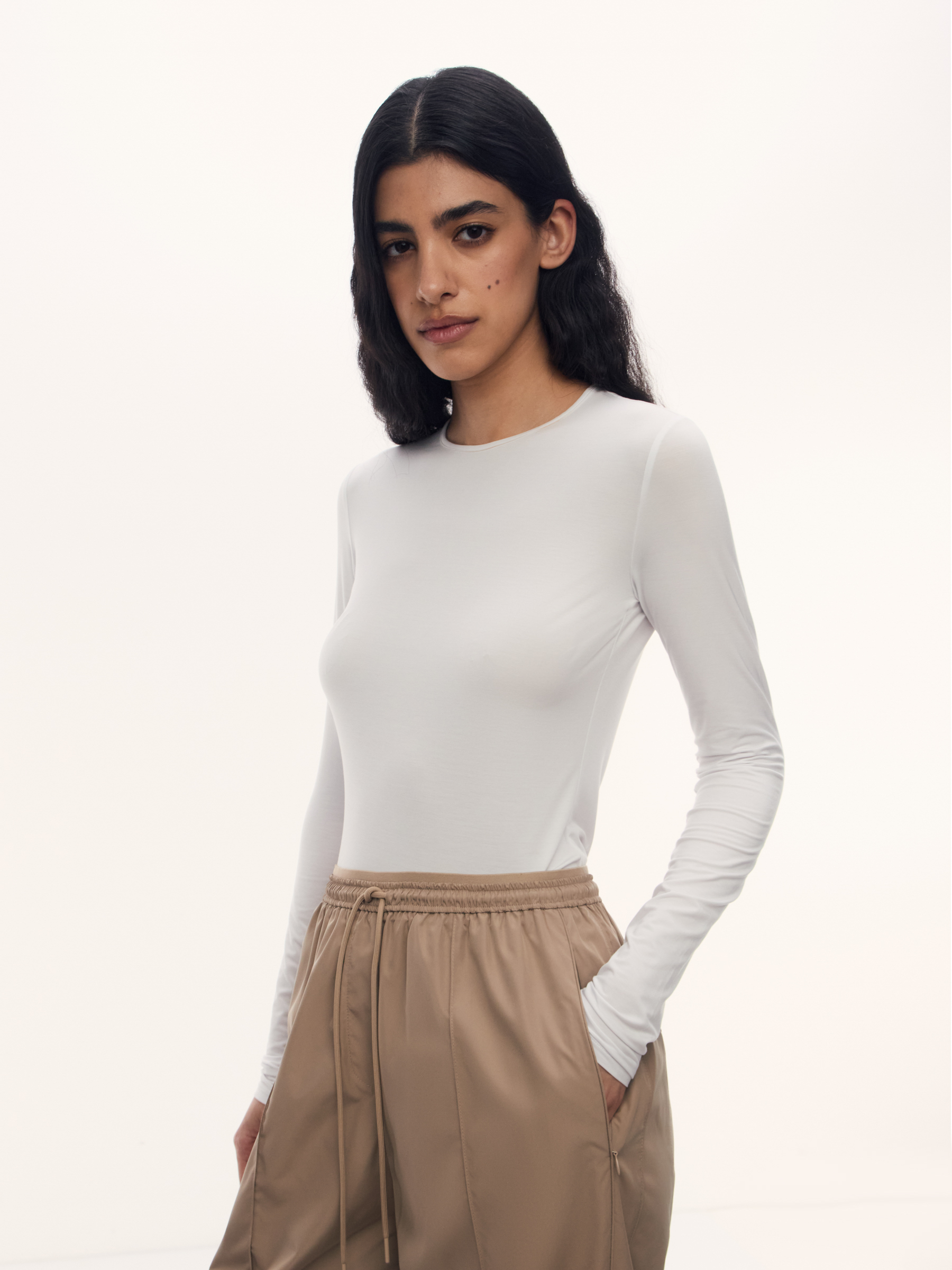 Лонгслив из модала и шелка