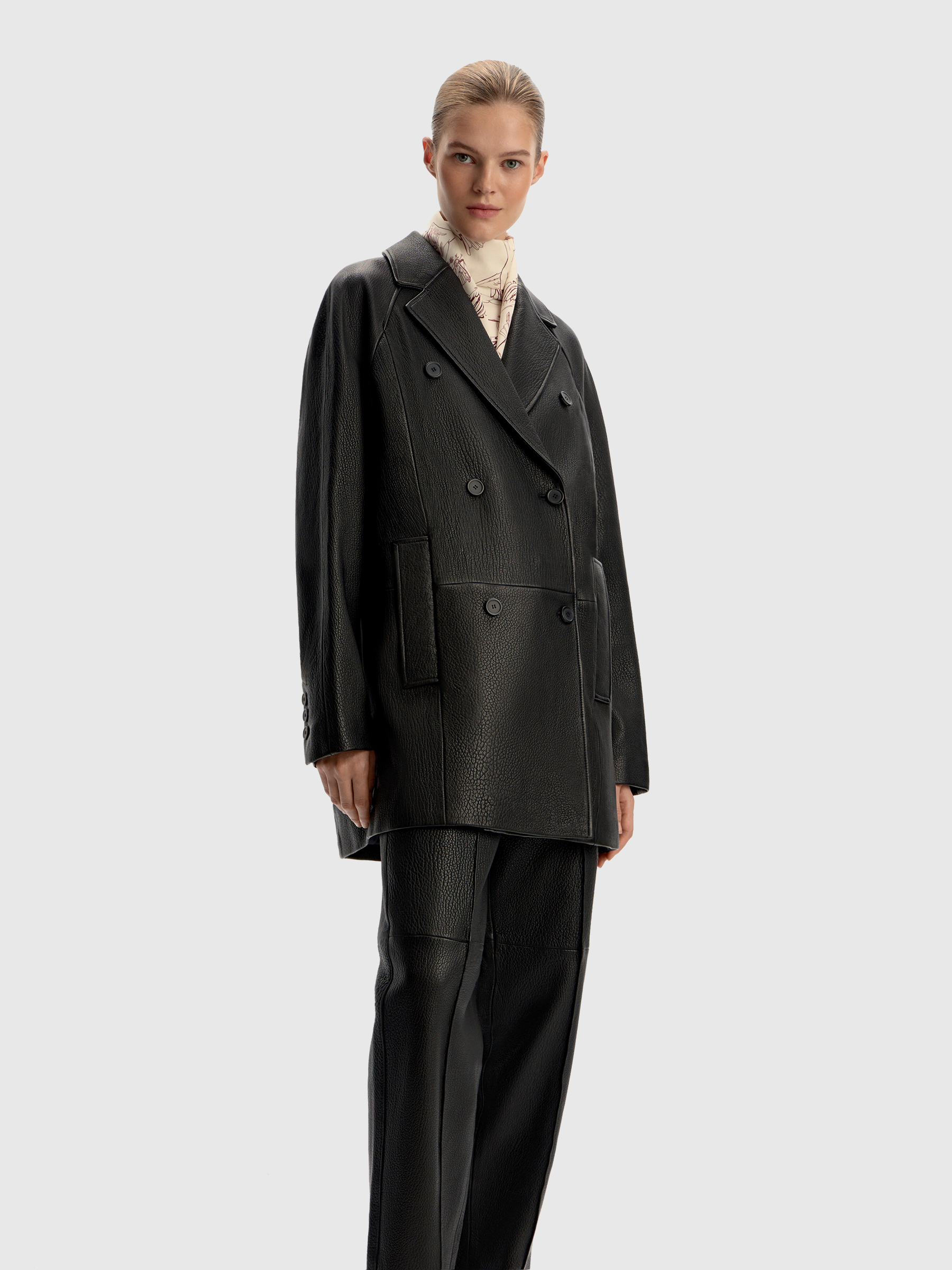 Тренч Grain из фактурной кожи