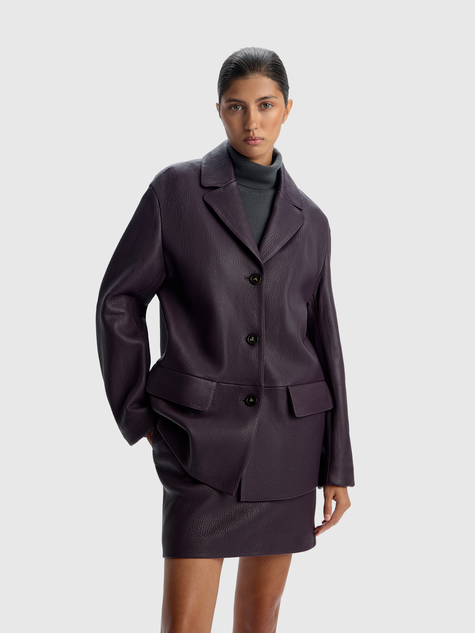 Пиджак Grain из фактурной кожи