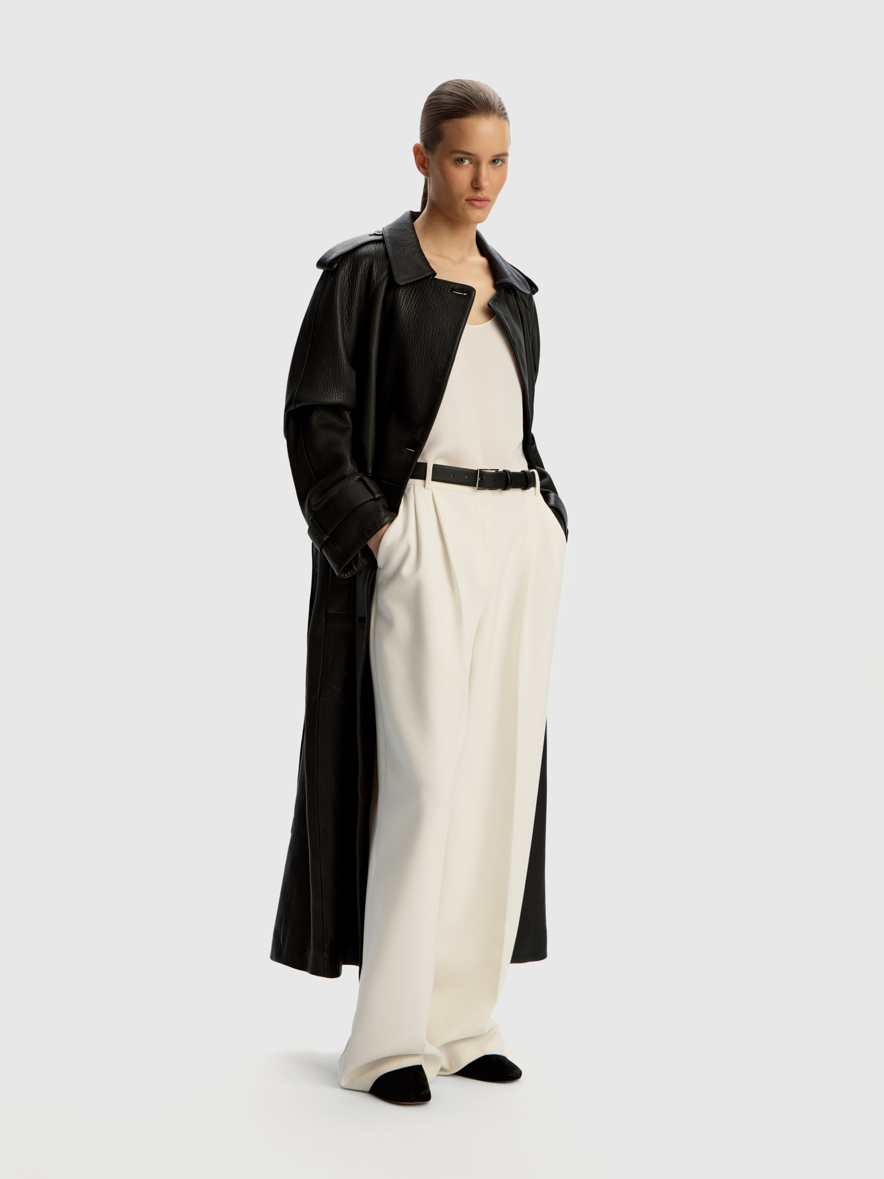 Тренч Grain из фактурной кожи