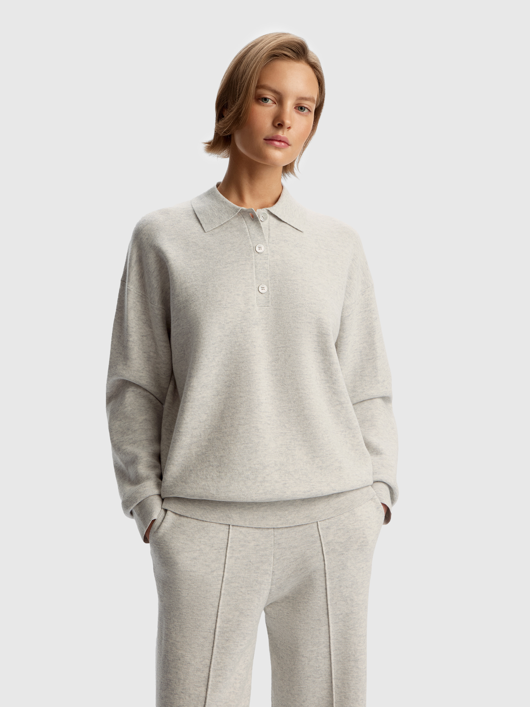 Джемпер-поло из шерсти и хлопка