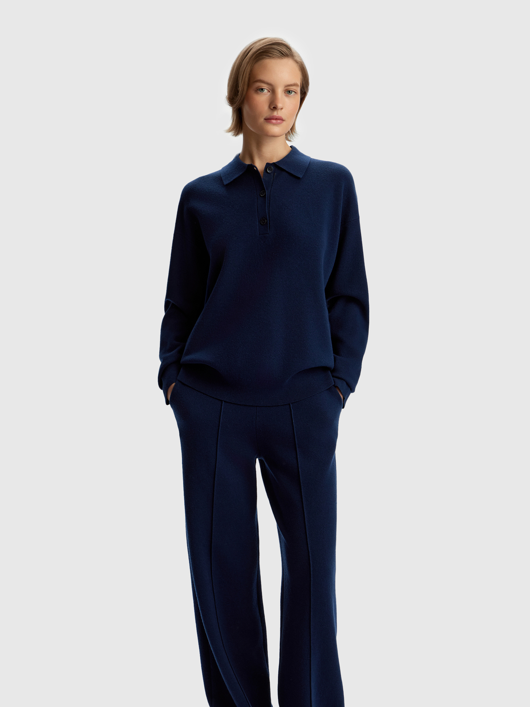 Джемпер-поло из шерсти и хлопка