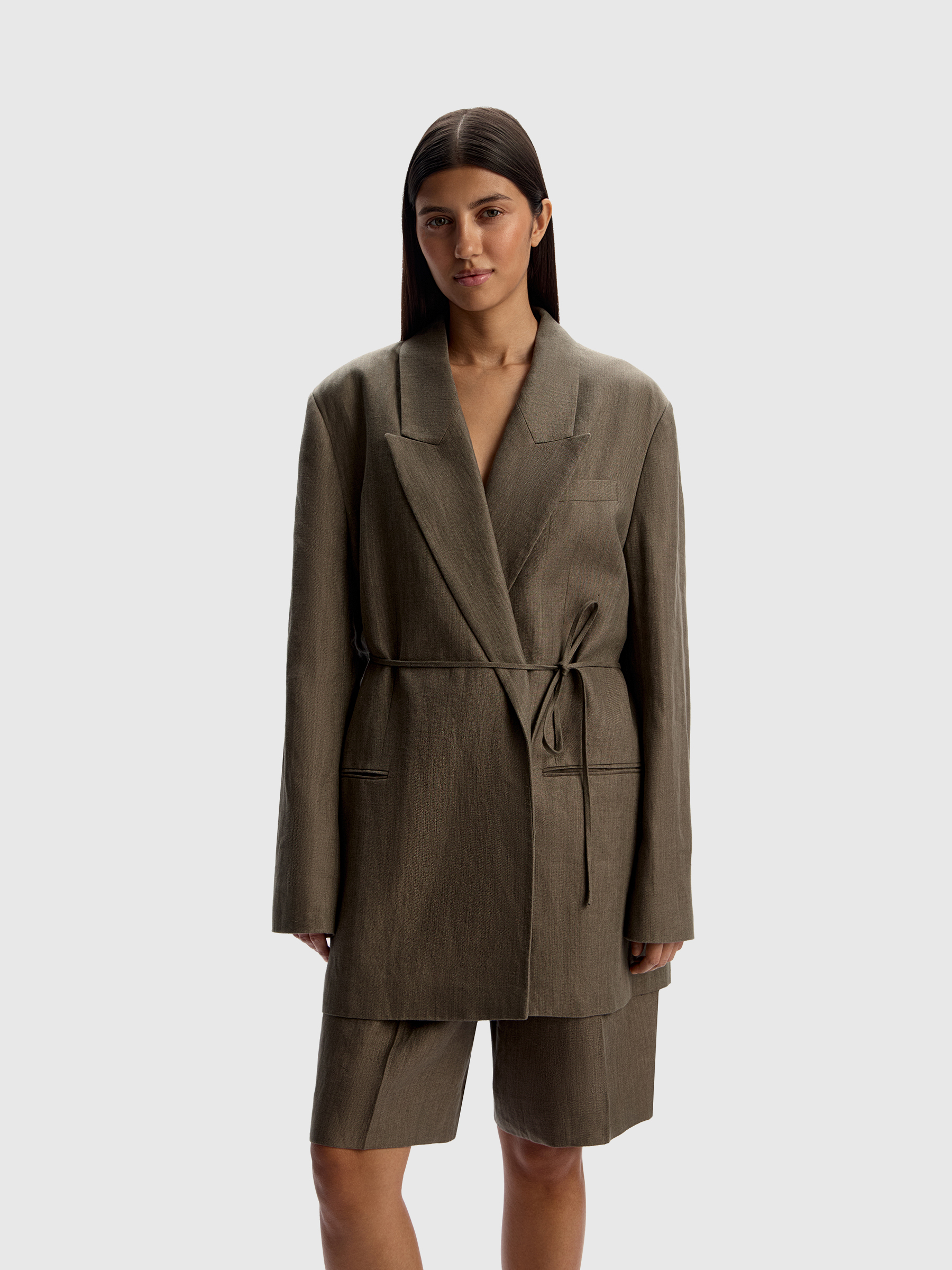 Жакет льняной с поясом