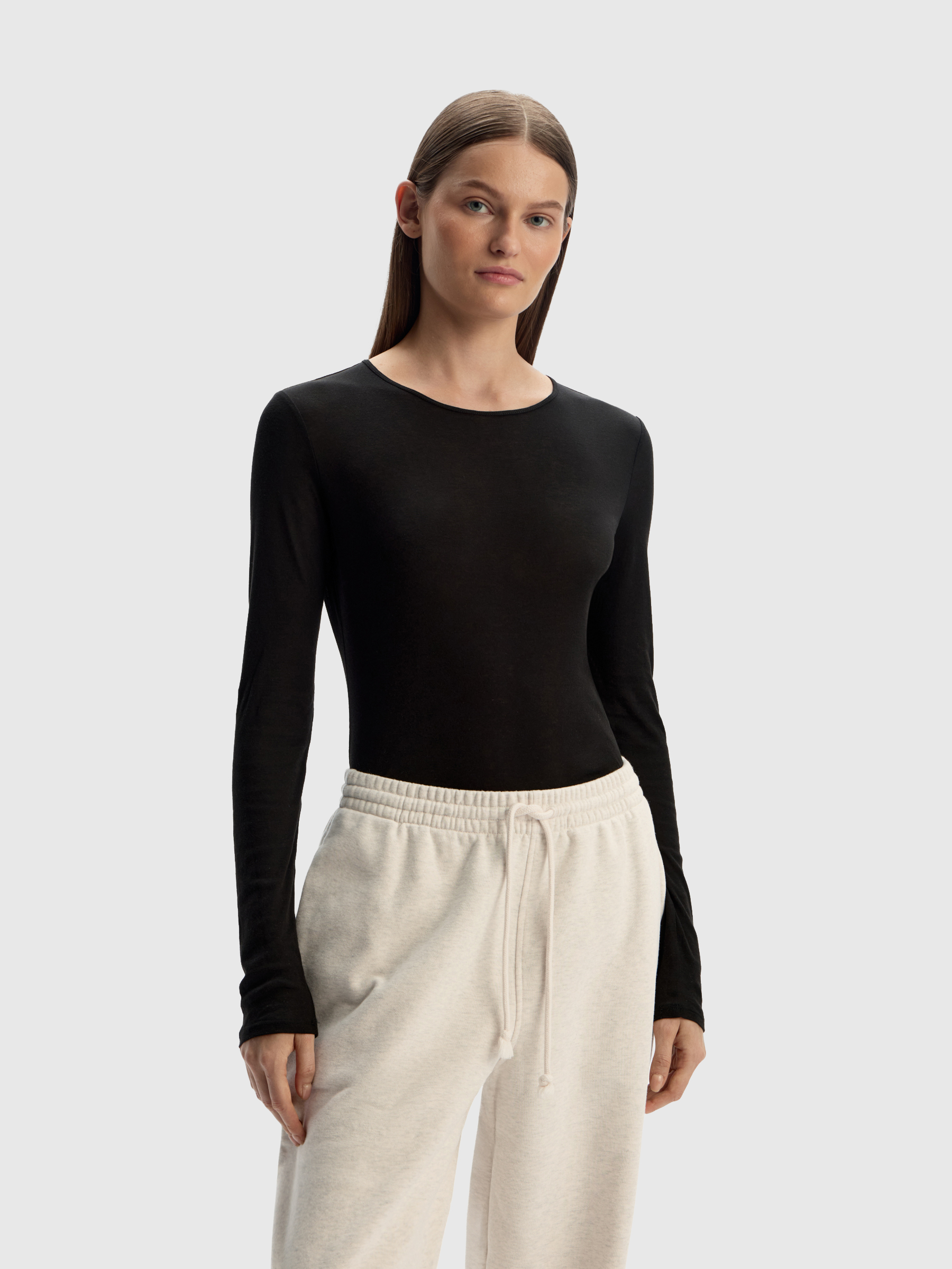 Лонгслив из полупрозрачного хлопка