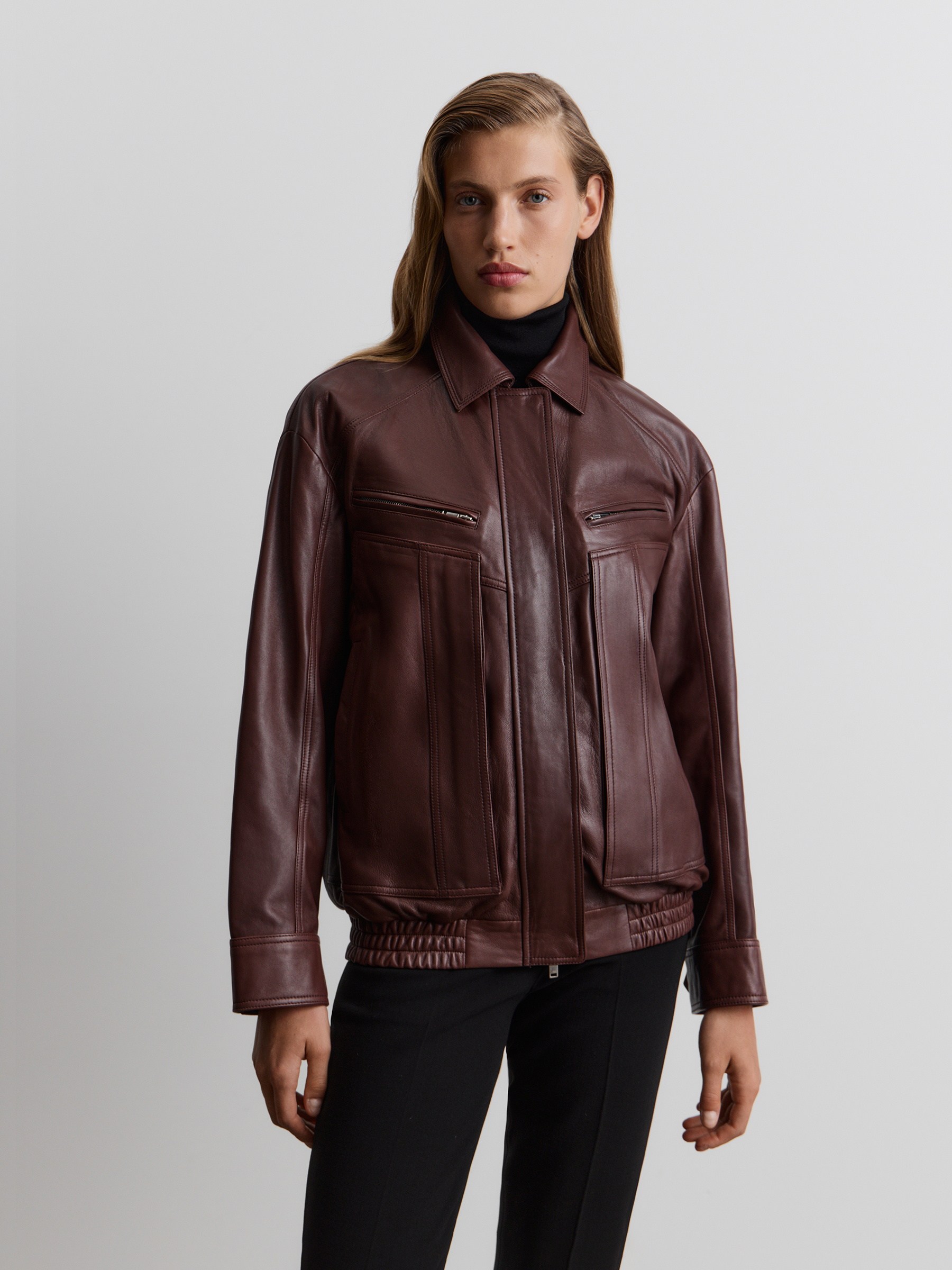 Бомбер Solid из кожи