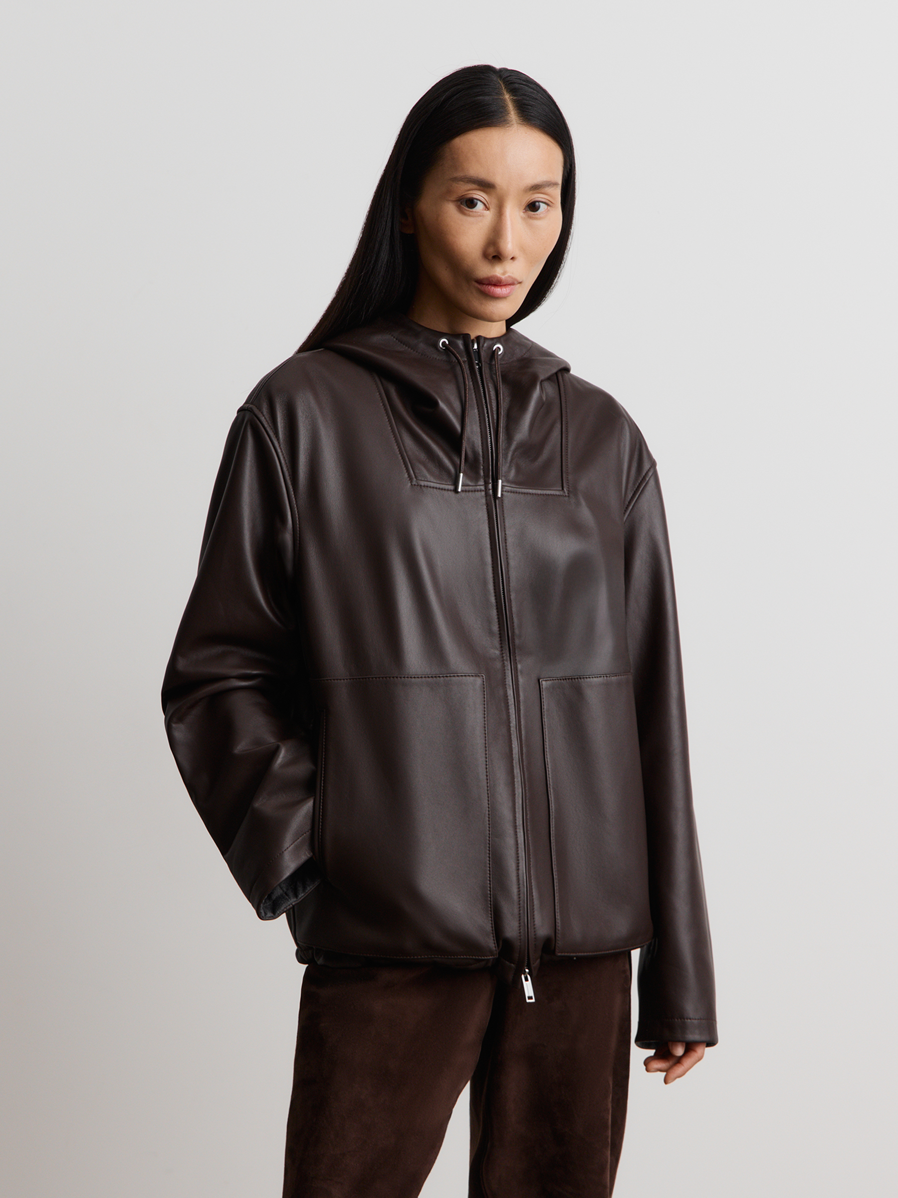 Куртка утепленная из кожи