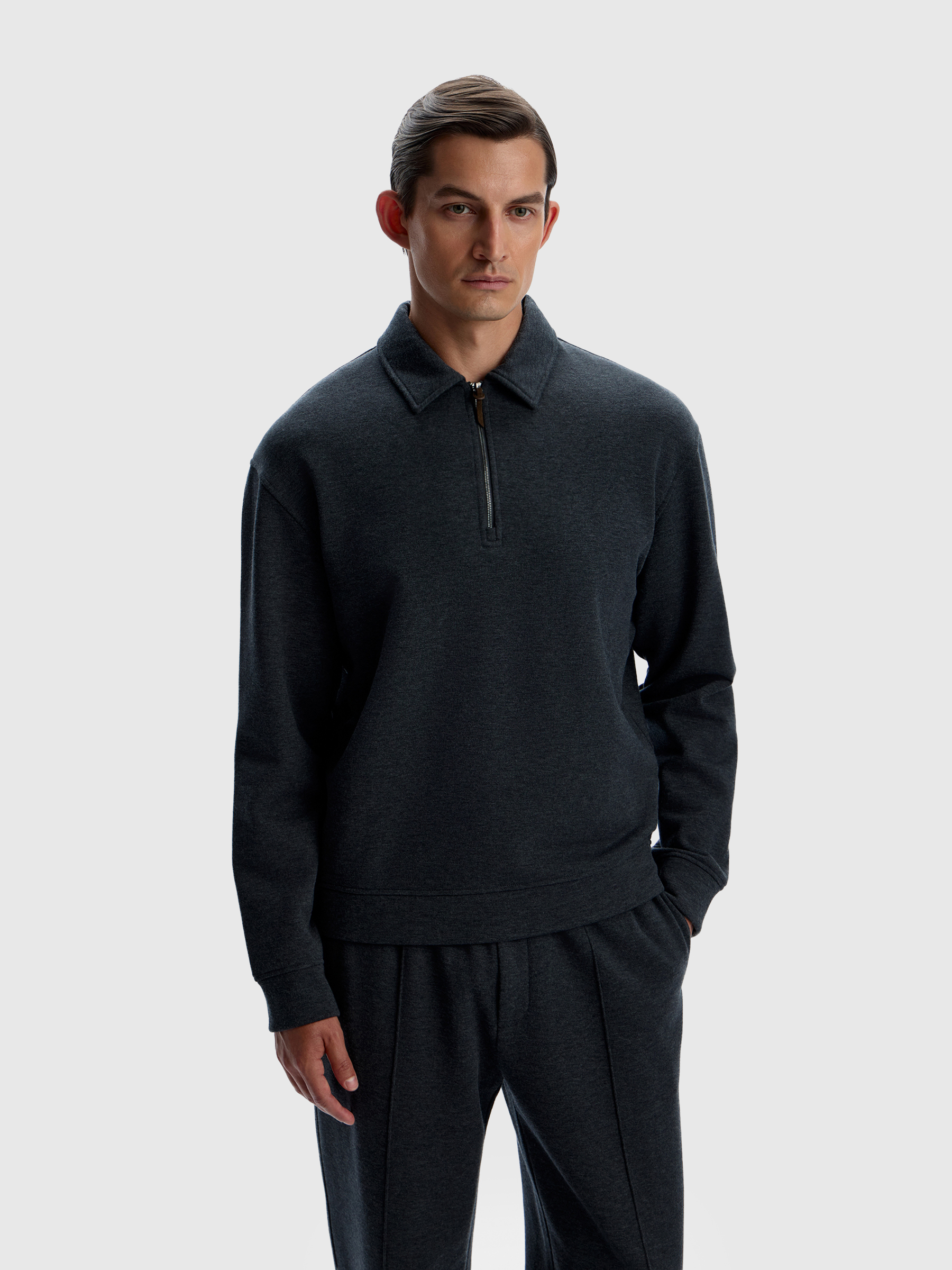 Толстовка-поло с шерстью