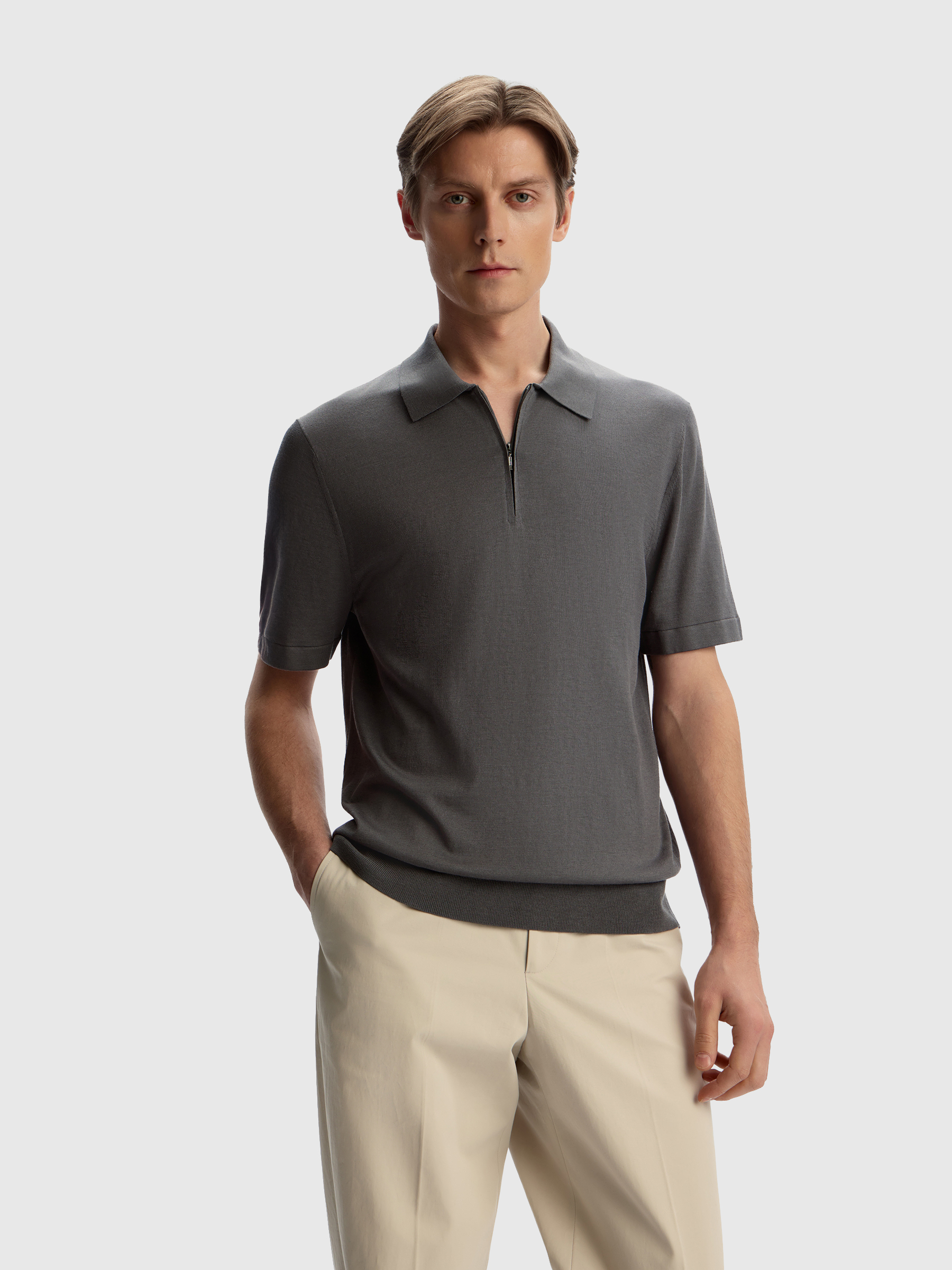 Джемпер-поло из шелка и хлопка