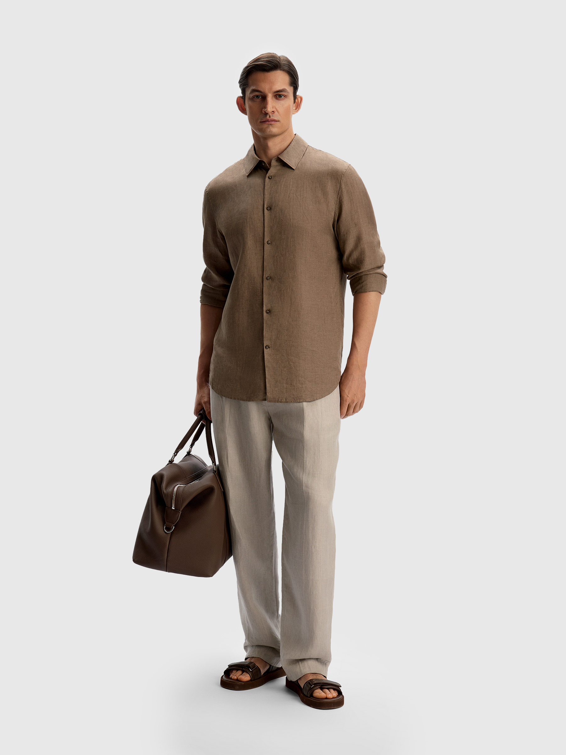 Брюки из плотного льна